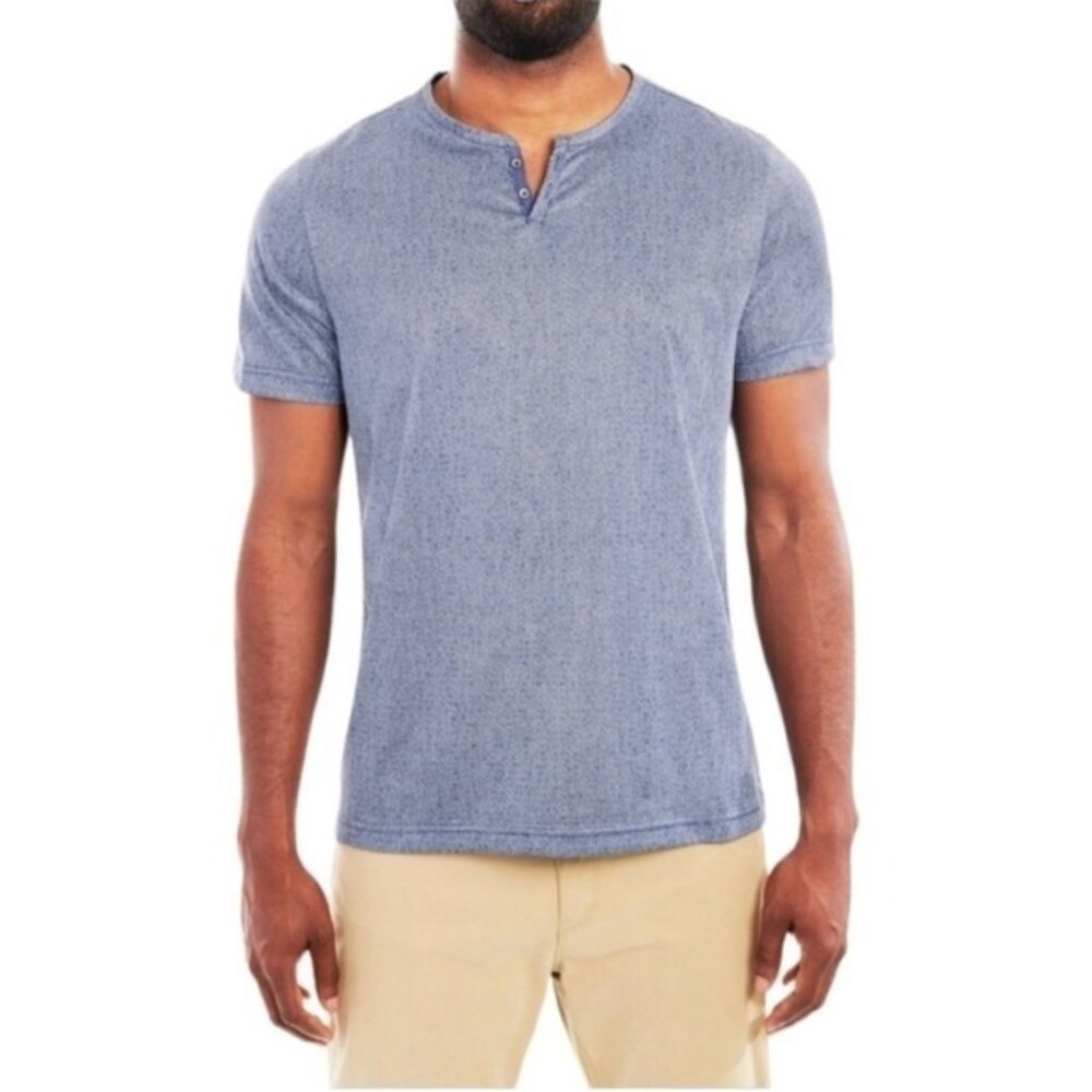 Con.Struct Short Sleeve Blue Henley Shirt Size L